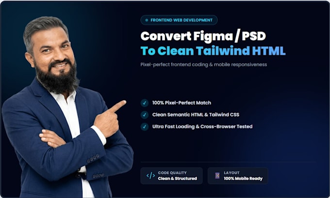 convert figma or PSD to responsive HTML tailwind CSS