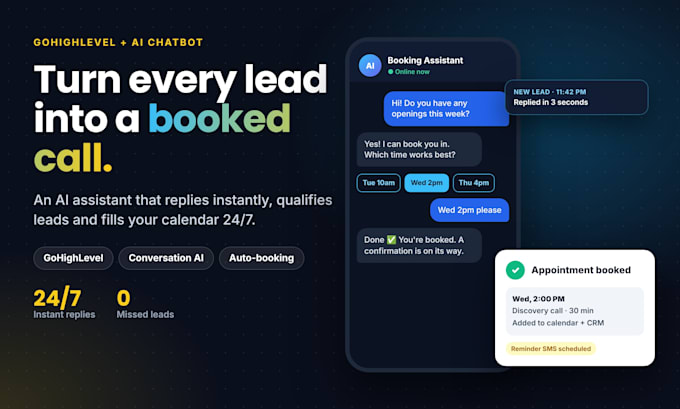 set up gohighlevel ai chatbot, conversation ai and appointment booking studio