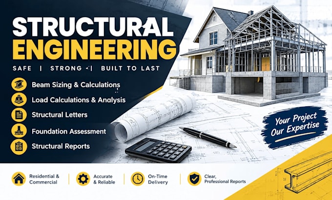 beam sizing, load calculations, structural letter, foundation assessment, report