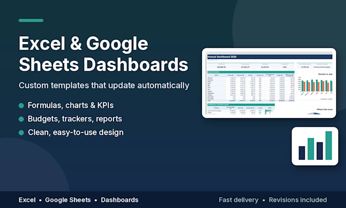 create a custom excel or google sheets template and dashboard
