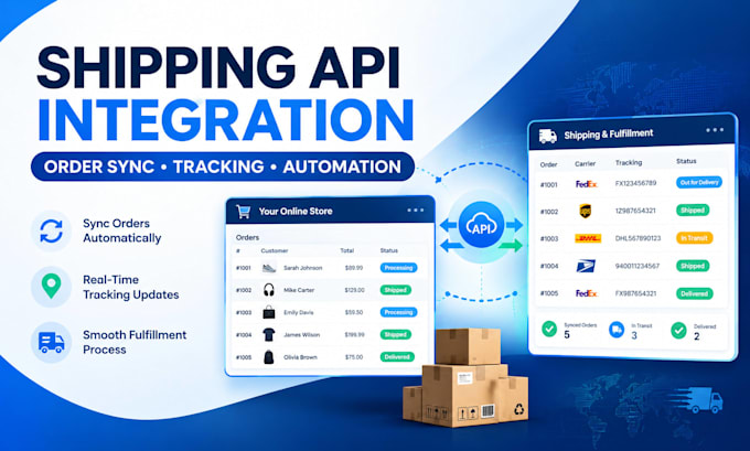 integrate shipping API and automate ecommerce order synchronization and tracking