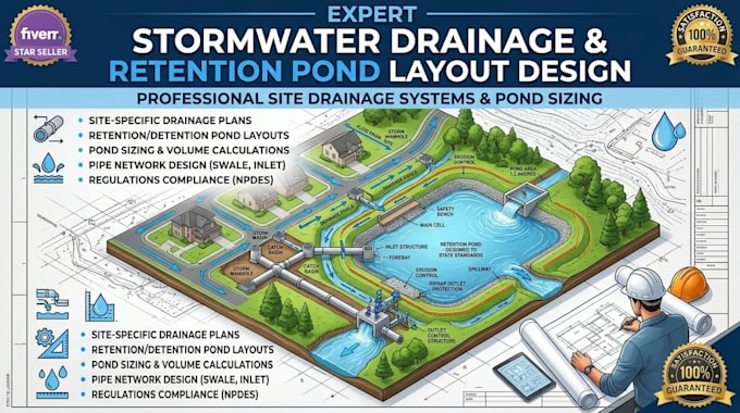 design stormwater drainage and retention pond layouts