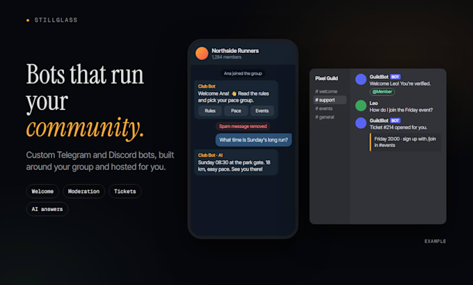 build and host a custom telegram or discord bot for your community
