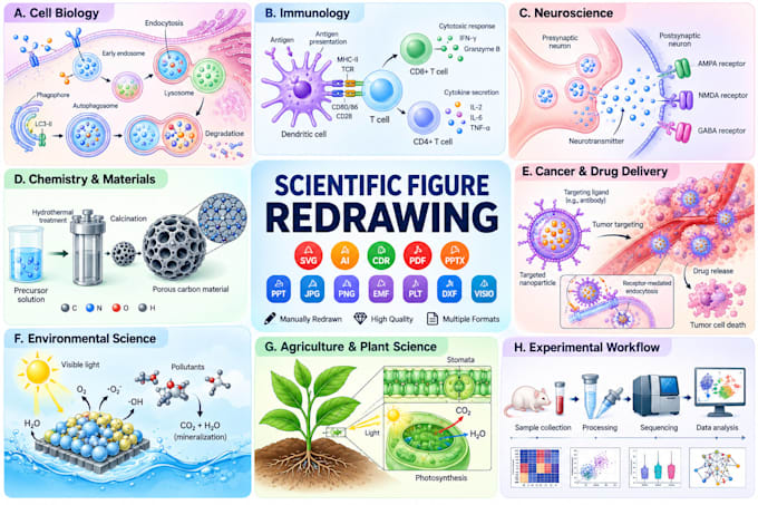redraw scientific figures and diagrams for research papers
