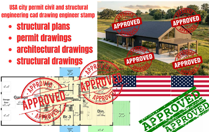 usa city permit civil and structural engineer cad drawing engineer stamp tx fl