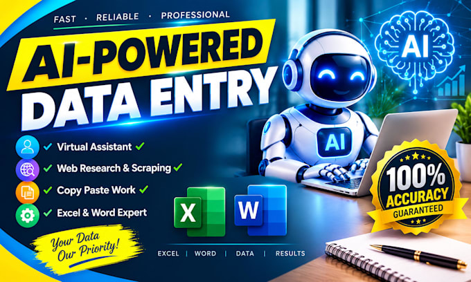 do professional data entry, web research, and ai powered data entry