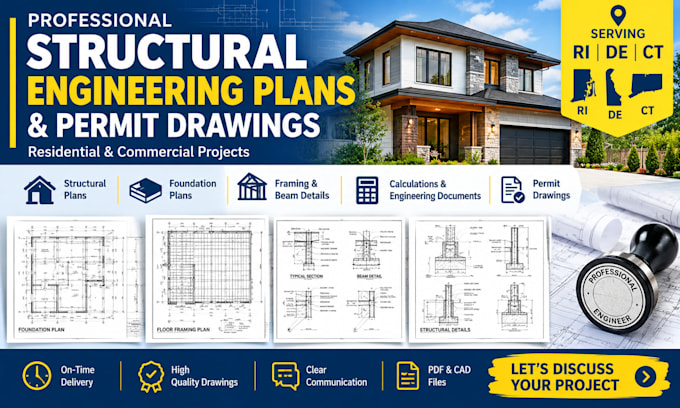 prepare structural engineering plans and permit drawings for ri de ct