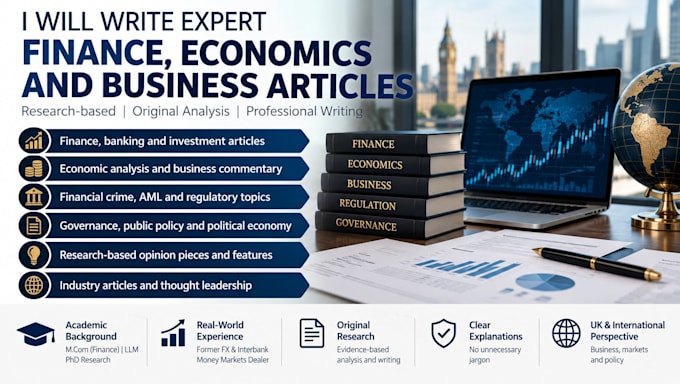 write expert finance, economics and business articles