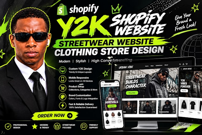create y2k shopify website streetwear website clothing store