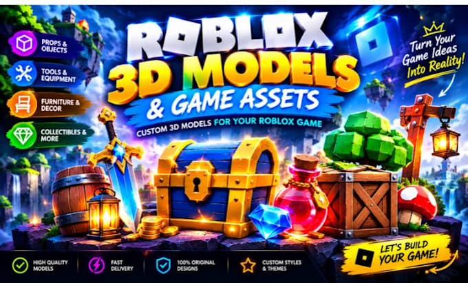 create custom roblox game asset and 3d props
