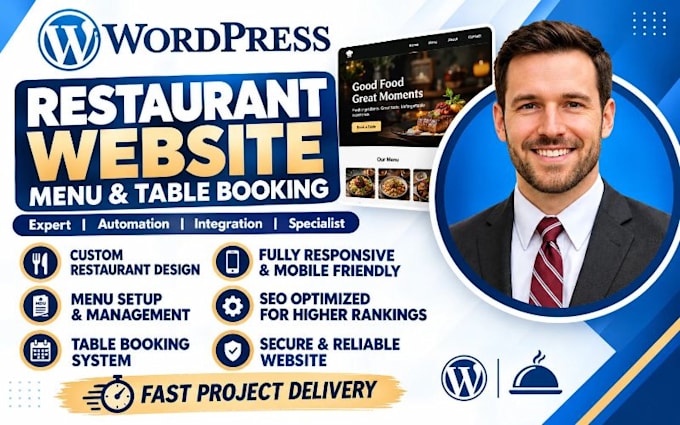 design wordpress restaurant website menu table booking online reservation system
