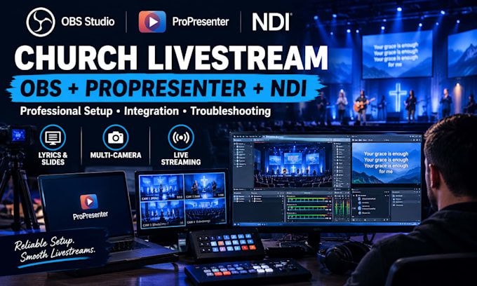 set up obs propresenter ndi for church livestreaming