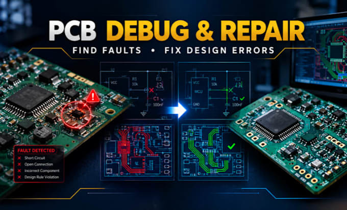 debug, troubleshoot, fix, repair your faulty pcb design, schematic and circuit