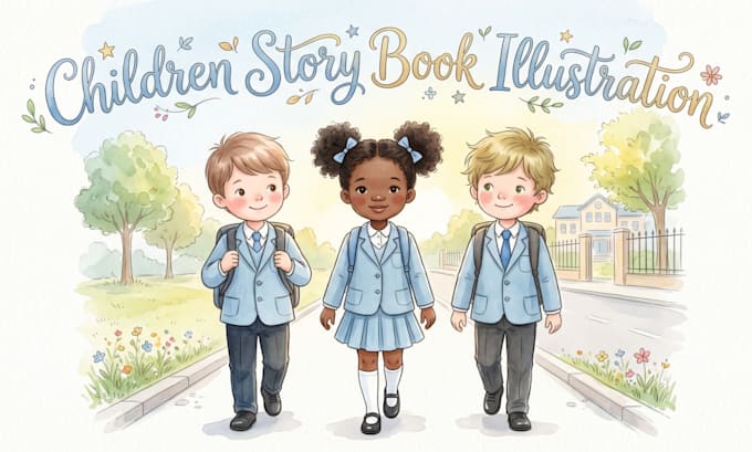 create whimsical illustrations for children story book and KDP