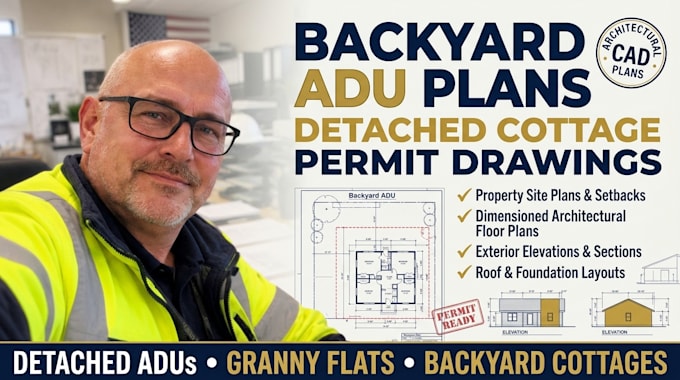 draw detached backyard adu plans for your city permit