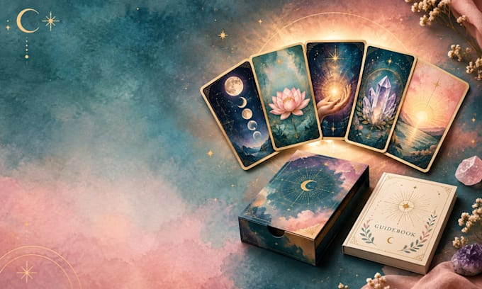 design custom oracle deck, affirmation cards and guidebook