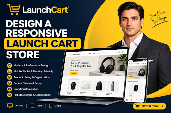 design a responsive launch cart store