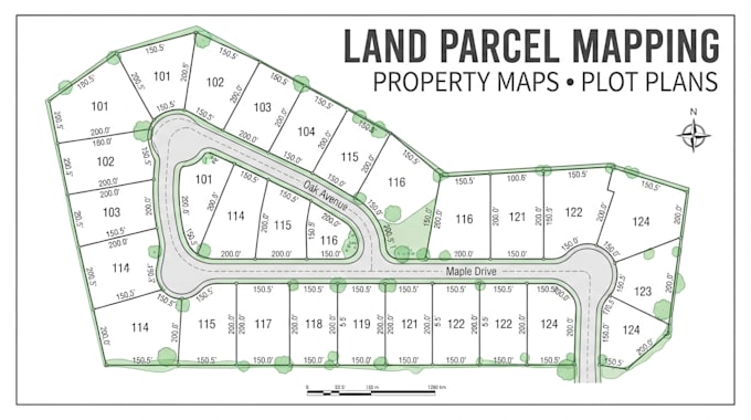 create land parcel maps, urban planning layouts, property maps and plot plans