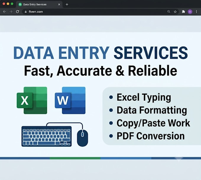 do fast data entry and excel typing in 3 days