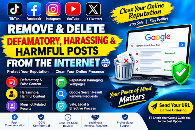 help remove defamatory, harassing and harmful content online