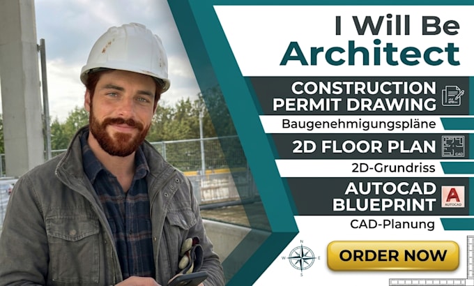 be architect for construction permit drawing, 2d floor plan, autocad blueprint