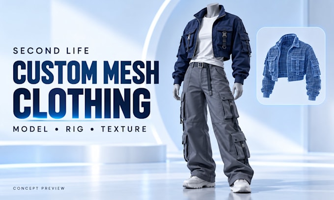 create 3d second life mesh clothing with rigging and textures