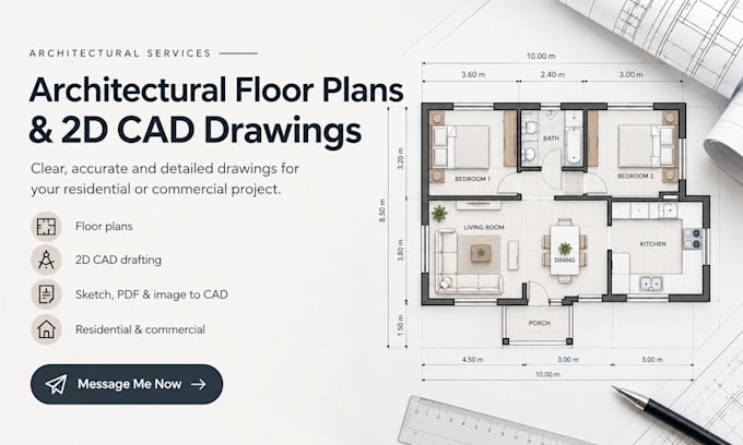 create architectural floor plans, detailed 2d cad drawings and layouts work