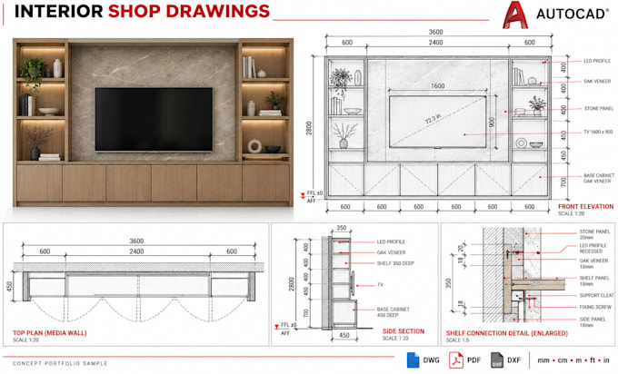 create interior shop drawings and details in autocad