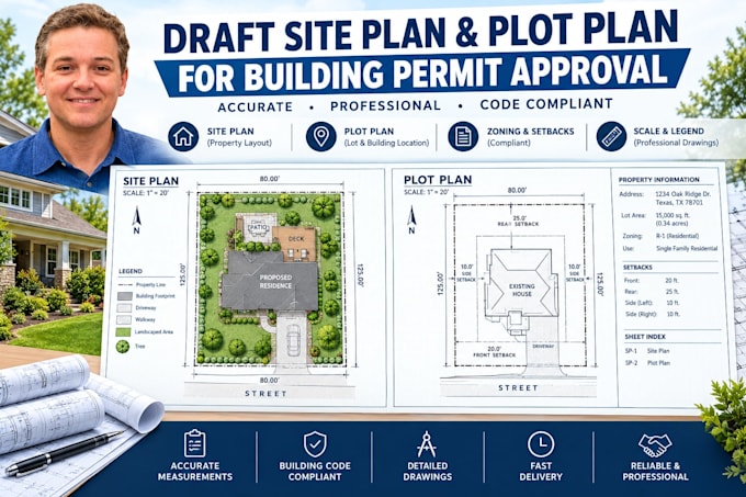 draft site plan and plot plan for building permit approval