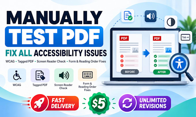 manually test the PDF, and fix all accessibility issues