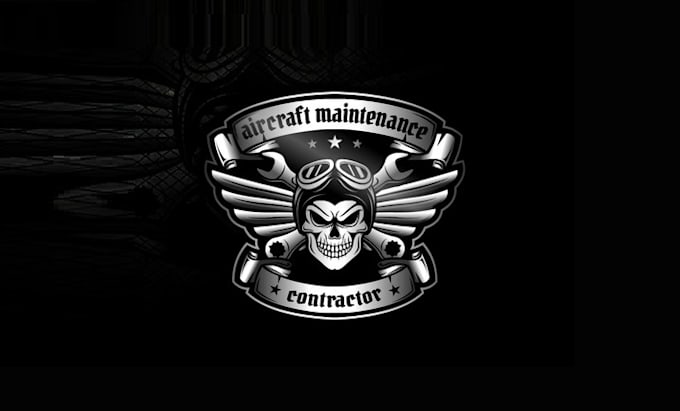 make aircraft maintenance contractor logo with mechanics