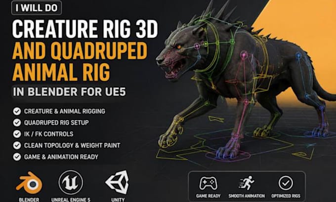 rig 3d creature, animals, quadrupeds and fix custom character rigs
