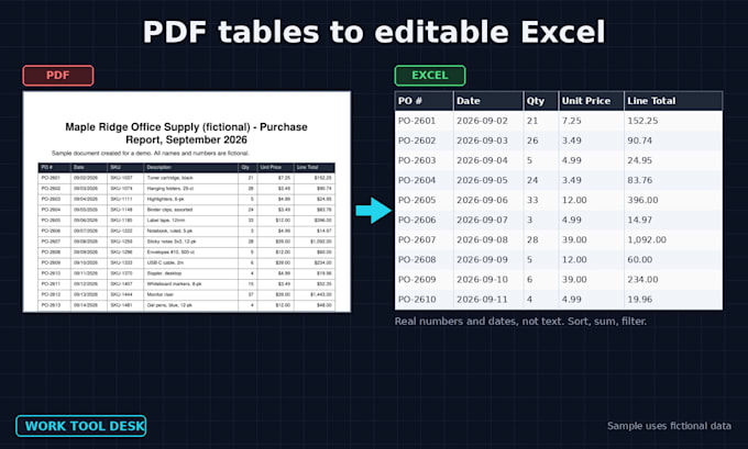 convert PDF tables to editable excel or google sheets