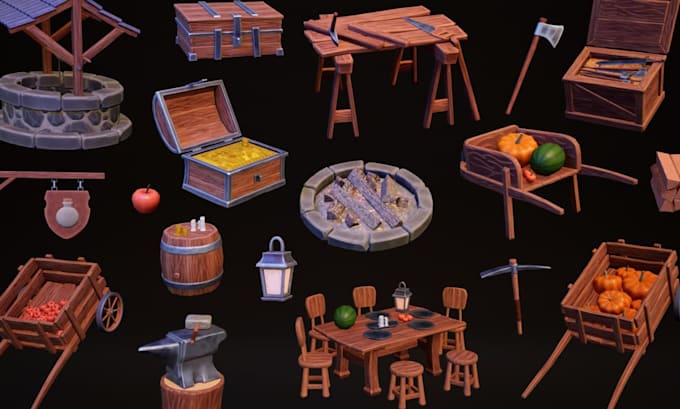 create low poly fantasy rpg props and medieval game assets packs