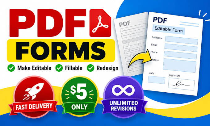 make editable, writable, fillable and redesign PDF forms within 2 hrs