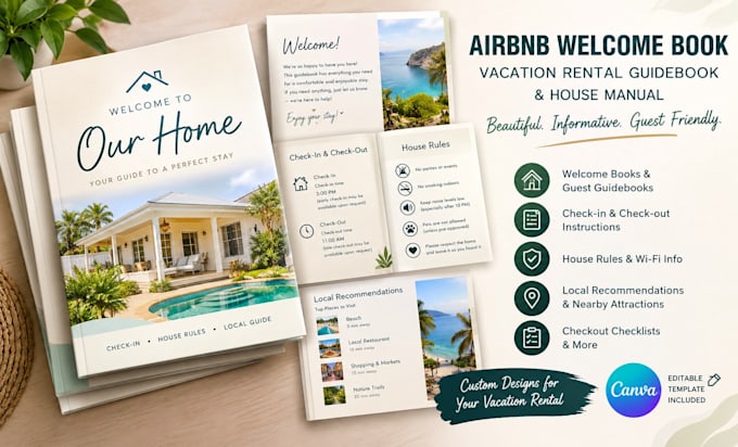 Graphic Standard Manual Design Example Airbnb welcome book, vacation rental house manual, and guest guidebook ...