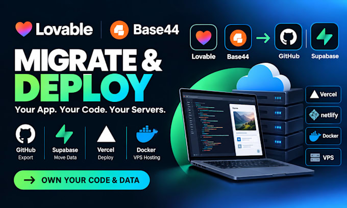 migrate lovable cloud to supabase base44 to github deploy vercel docker vps AWS