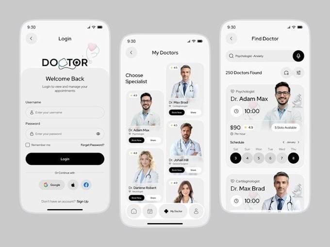 develop a doctor appointment booking and consultation app