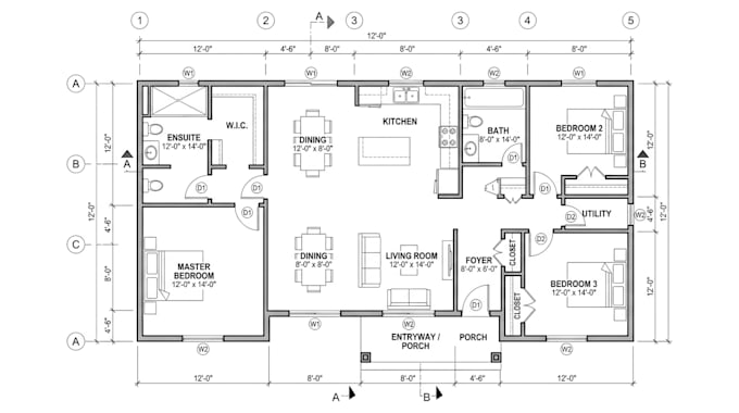 create 2d autocad floor plans, architectural layouts