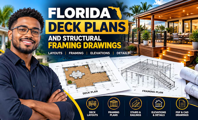 prepare florida deck plans and structural framing drawing layouts