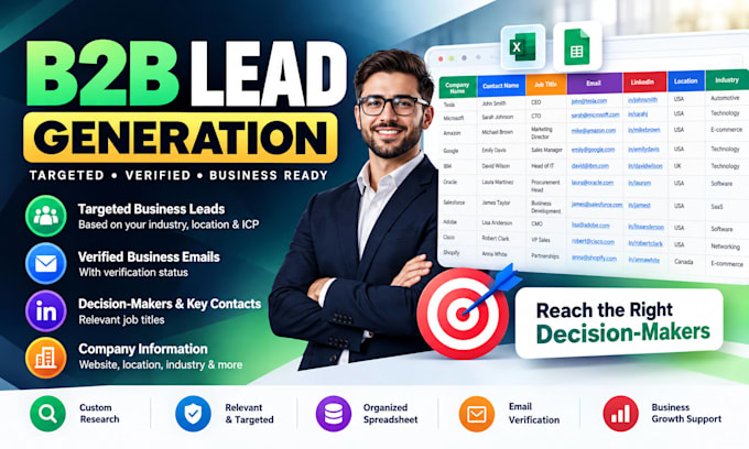 help as lead generation specialist and provide verified emails list