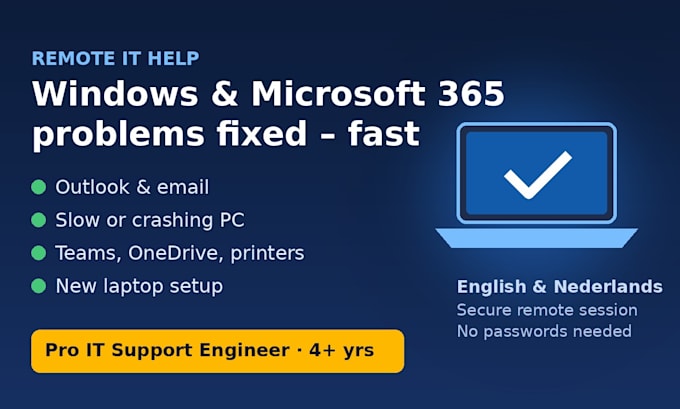 fix your windows, microsoft 365, outlook and pc problems remotely