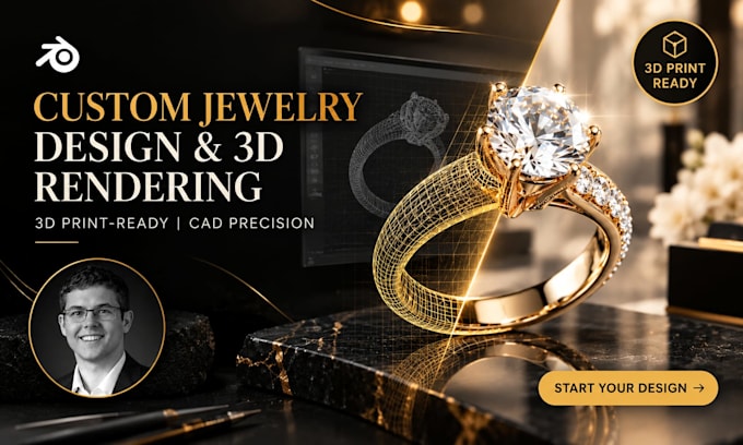 create a custom jewelry 3d model and realistic rendering
