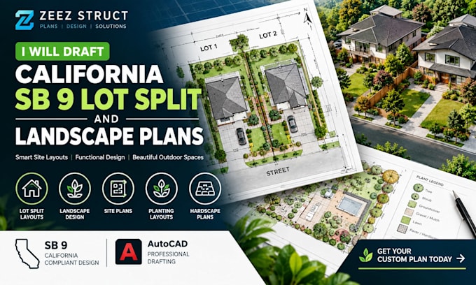 draft california sb 9 lot split and landscape plans