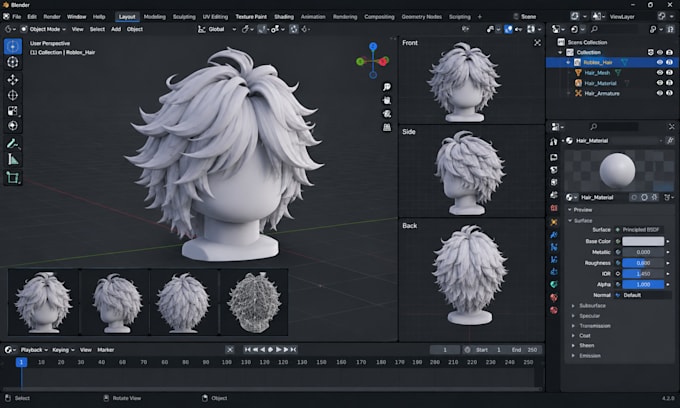 model custom roblox fluffy and layered hair
