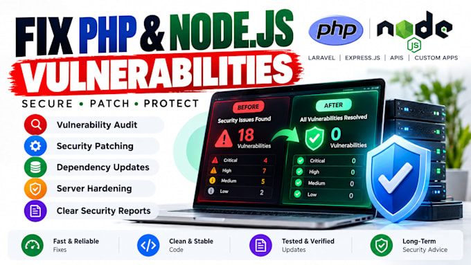 fix PHP and nodejs security vulnerabilities and secure your webapp