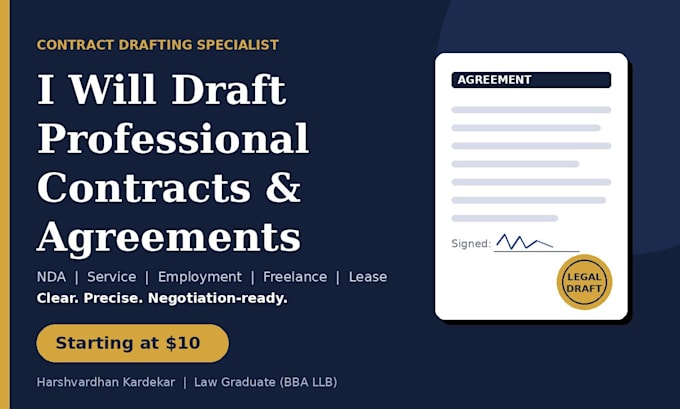 draft professional contracts, nda, service and freelance agreements