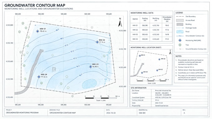 draft groundwater contour maps from your supplied data