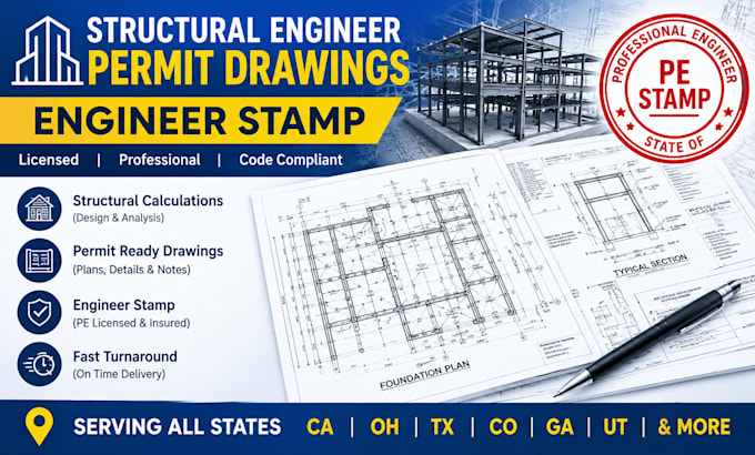 structural engineer permit drawings engineer stamp ca, ohio