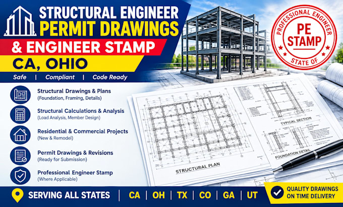 structural engineer permit drawings engineer stamp ca, ohio